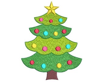 Christmas Tree Machine Embroidery Design, Christmas Embroidery, Christmas Star, Yuletide, Xmas Tree, 3 Sizes, Instant Download, F504-1