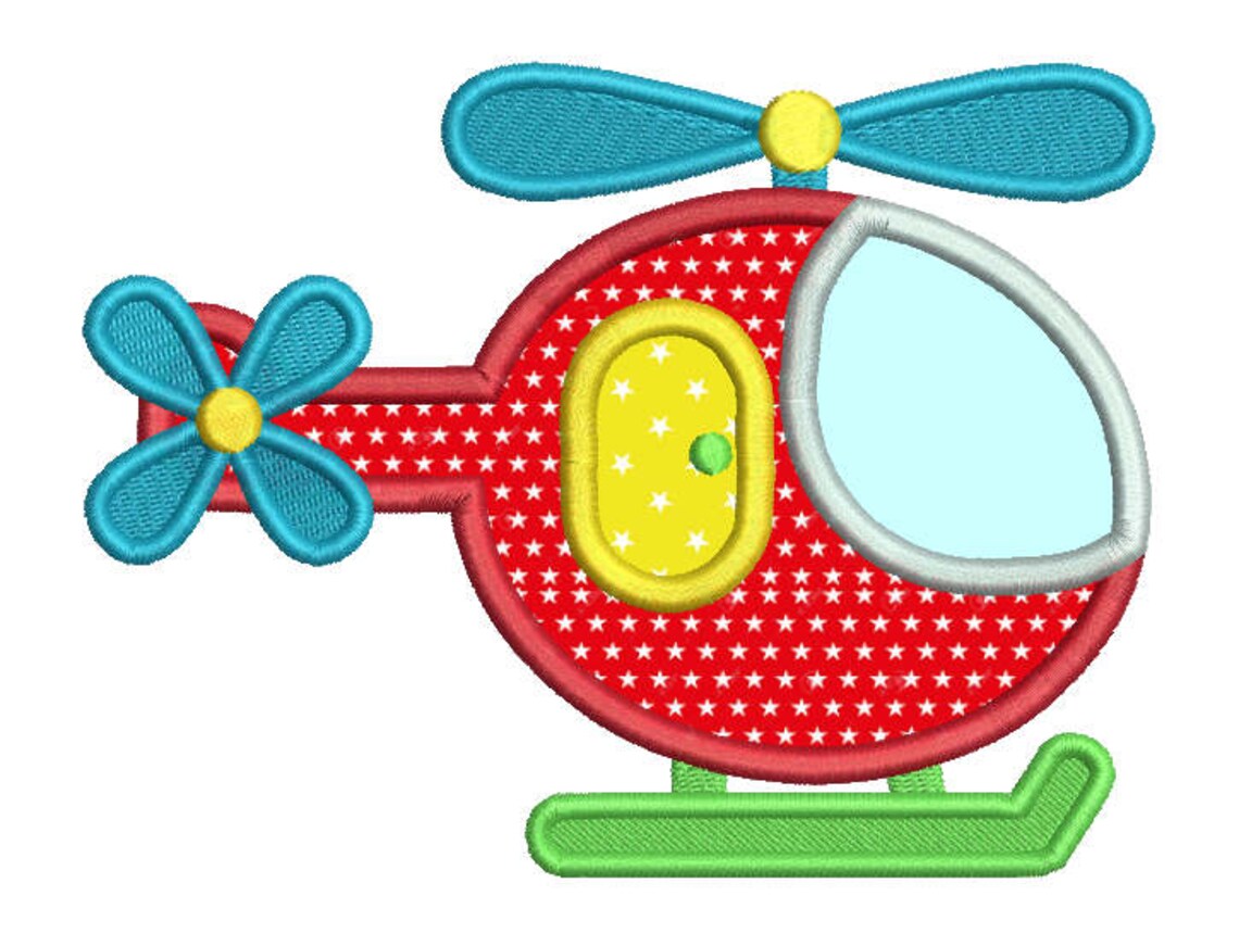 Helicopter Applique Embroidery Design, Helicopter Machine Embroidery ...