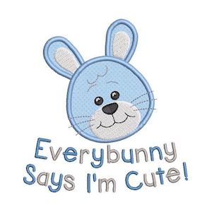 Easter Bunny Face Applique Embroidery Design, Cute Easter Bunny Machine Embroidery, 4x4, 5x7, 6x10, Instant Download, No: FA550-7