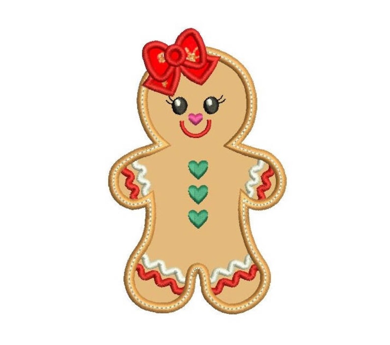 Gingerbread Girl Machine Embroidery Applique Design Christmas Etsy