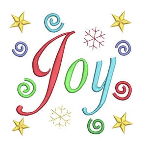 Christmas Joy Machine Embroidery Design, Christmas Embroidery, Xmas Joy, Christmas Decoration, Snowflakes, 3 Sizes, Instant Download, F504-9
