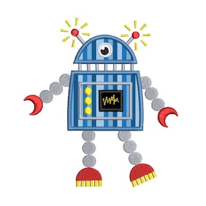 Robot Machine Embroidery Applique Design, Cute Robot Applique, Boy's Embroidery, Robot design, Instant Download, 3 Sizes, No: FA512-2
