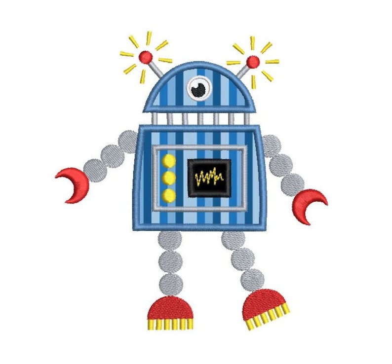 Robot machine embroidery applique design cute robot applique  etsy Robot machine embroidery applique design cute robot applique  etsy