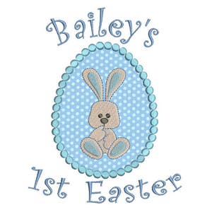 Customized My 1st Easter Applique Embroidery Design, Personalized Easter Egg Bunny Machine Embroidery, 4x4, 5x7, 6x10, No: FA550-3