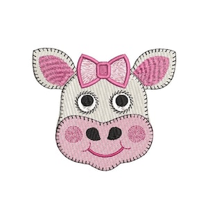 Cow Embroidery Design, Cow Face, Girl Cow, Fill Stitch, Cute Cow Design, Baby Cow, Machine Embroidery, 3 Sizes, Instant Download, F715-2