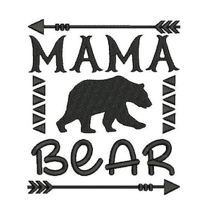 Mama Bear Embroidery Design, Papa Bear, Grizzly Bear, Arrows, Ethnic Design, Big Bear, Machine Embroidery, Instant Download, F506-2