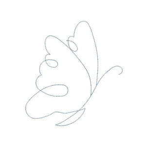 May include: A line drawing of a butterfly with its wings spread out. The butterfly is drawn in a simple, minimalist style.