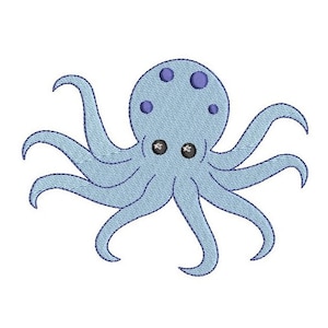 Mini Octopus Machine Embroidery Design, Fill Stitch Octopus, Sea Life Embroidery, Mini Octopus Design, 3 Sizes, Instant Download, No: F501-4
