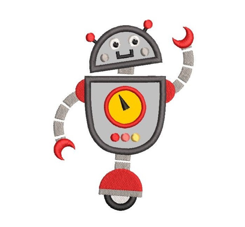 Robot Machine Embroidery Applique Designs Cute Robot Etsy