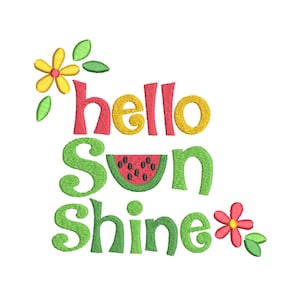 Watermelon Embroidery Design, Sunshine, Floral, Summer, Hello, Fill Stitch Watermelon, Machine Embroidery, 3 Sizes, Instant Download, F547-4