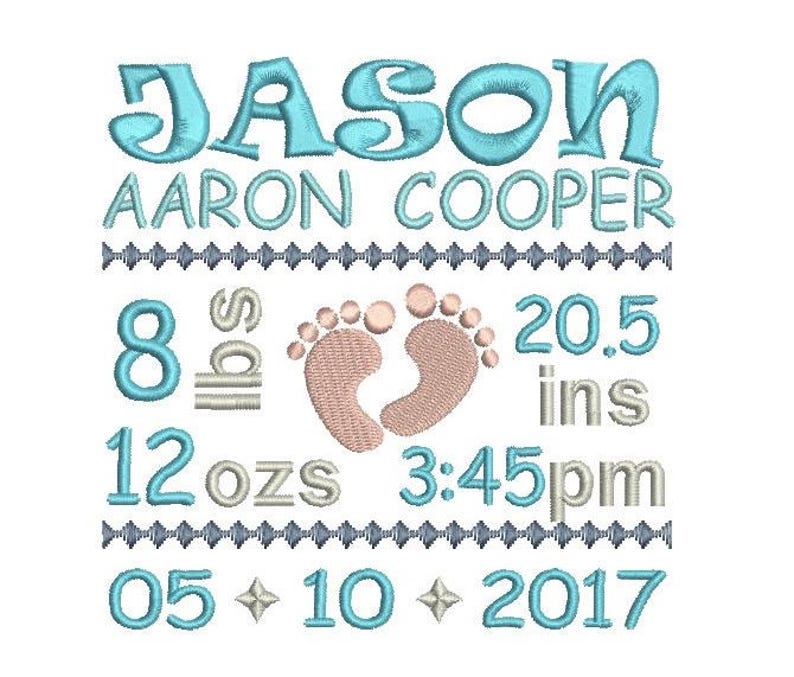Baby Birth Announcement TEMPLATE Embroidery Design Subway Etsy Australia