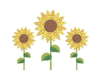 Sunflower Embroidery Design, Floral Embroidery, Sunflowers, Flowers, Fill Stitch, Machine Embroidery, 4 Sizes, Instant Download, F542-1
