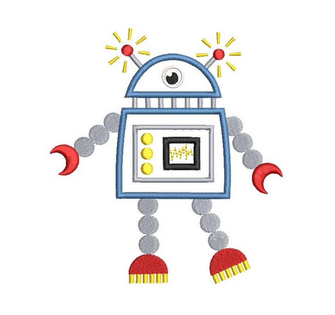 Robot Machine Embroidery Applique Design Cute Robot Applique Etsy