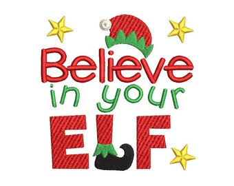 Christmas Elf Embroidery Design, Christmas Design, Elf Design, Christmas T-Shirt, Machine Embroidery, 3 Sizes, Instant Download, F504-16