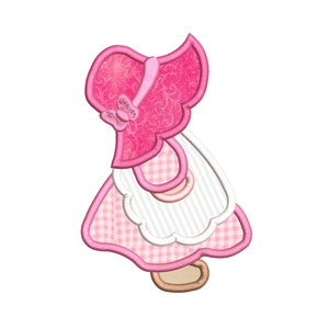 Sun Bonnet Sue Applique Embroidery Design, SunBonnet Sue Machine Embroidery, 4x4, 5x7, 6x10, Girl&#39;s Embroidery, Instant Download, FA539-20