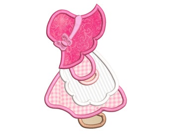 Sun Bonnet Sue Applique Embroidery Design, SunBonnet Sue Machine Embroidery, 4x4, 5x7, 6x10, Girl's Embroidery, Instant Download, FA539-20