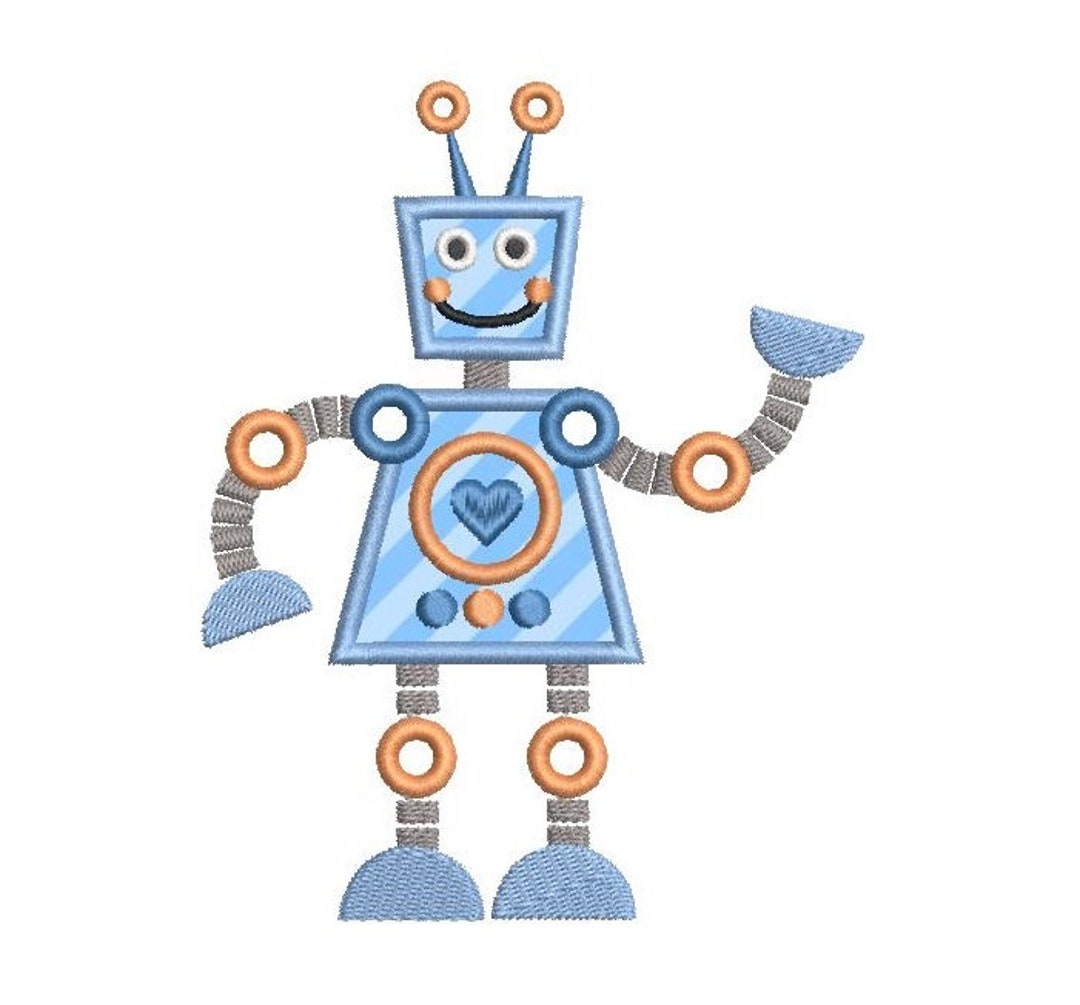 Robot Machine Embroidery Applique Design, Cute Robot Applique, Boy's