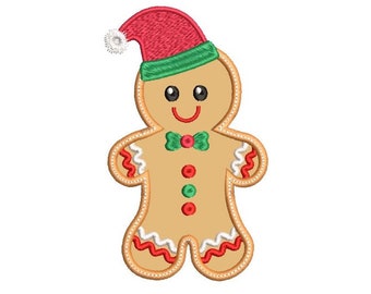 Gingerbread Man Embroidery Applique Design, Christmas Embroidery, Gingerbread Man Applique, Machine Embroidery, Instant Download, FA507-8
