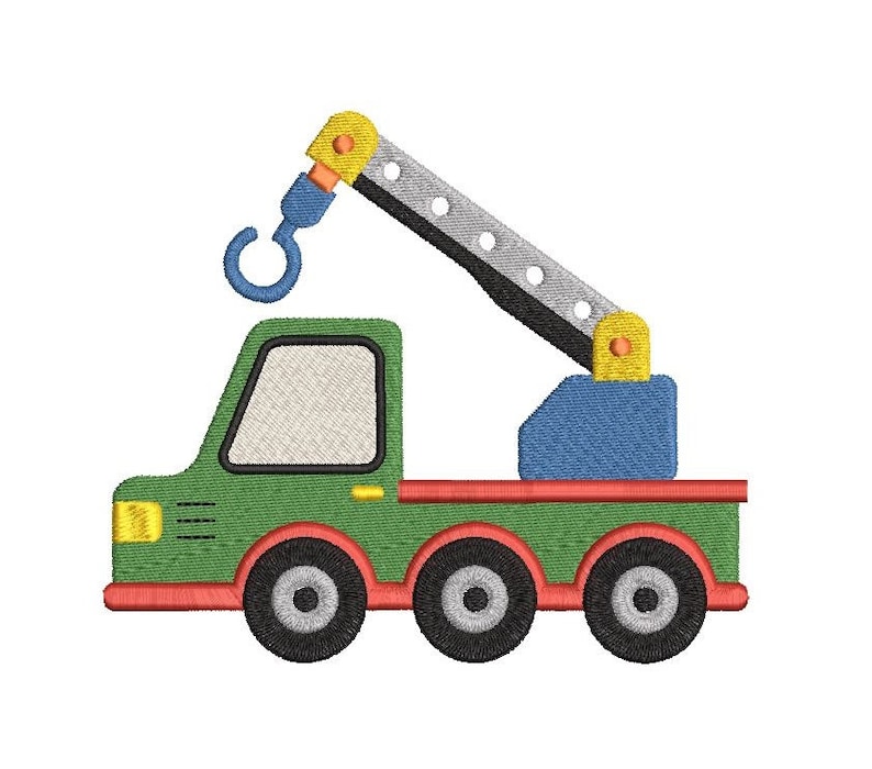 Construction Embroidery Designs Fill Stitch Trucks Crane Etsy Australia