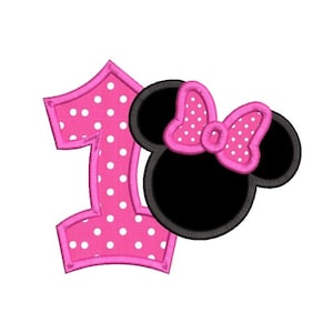1st Birthday Embroidery Design, Applique Machine Embroidery, Mouse Ears, First Birthday, 4x4, 5x7, 6x10, INSTANT DOWNLOAD, FA510-75