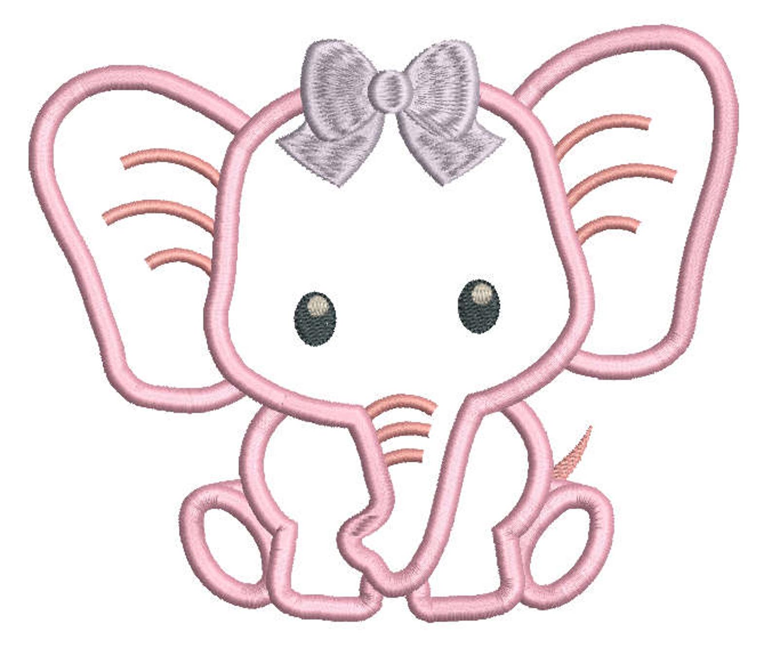 Baby Elephant Applique Embroidery Design Cute Elephant Etsy