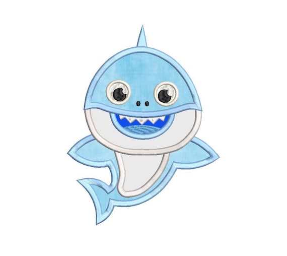 Shark Embroidery Applique Design, Sea Life, Boy Shark, Fish, Shark Applique, Machine Embroidery, 3 Sizes, Instant Download, FA562-3