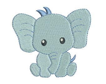 Mini Elephant Machine Embroidery Design, Baby Boy Elephant Fill Stitch Machine Embroidery, 3 Mini Sizes, Instant Download, No: FA560-1