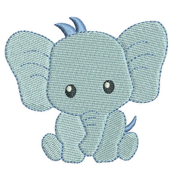 Mini Elephant Machine Embroidery Design, Baby Boy Elephant Fill Stitch Machine Embroidery, 3 Mini Sizes, Instant Download, No: FA560-1