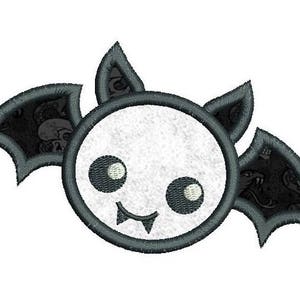 Halloween Bat Applique Machine Embroidery Design, Black Bat Applique Embroidery, Halloween Applique, Instant Download, 3 Sizes, No: FA504-2