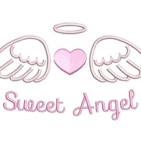 Angel Wings Machine Embroidery Design, Sweet Angel Wings, Angel Wings Embroidery, Heart Embroidery, 4x4, 5x7, 6x10, Instant Download, F531-1