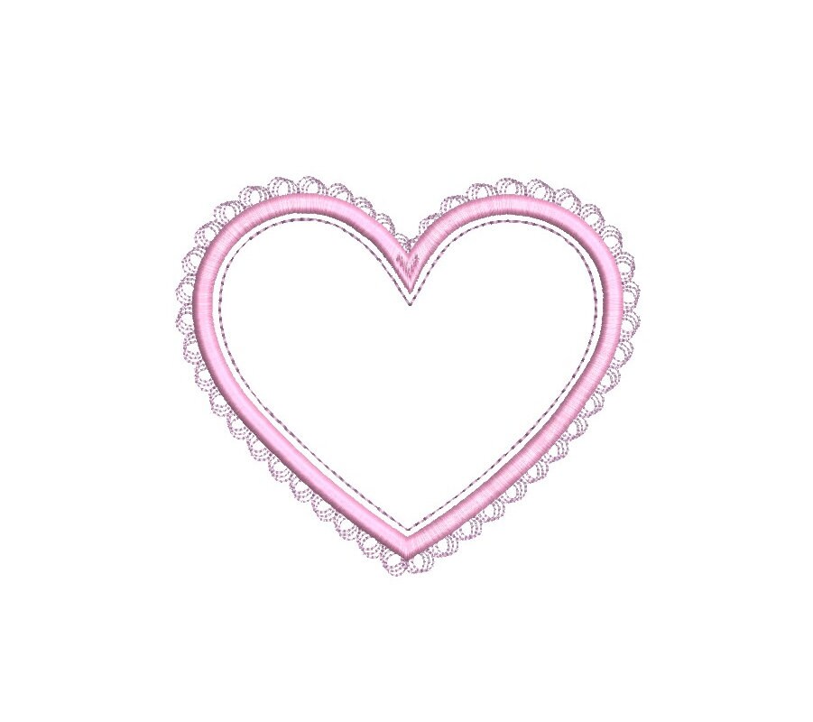 Heart Applique Embroidery Design Heart Embroidery Frame Etsy