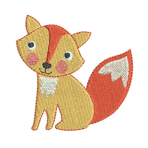 Mini Fox Machine Embroidery Design, Fill Stitch Baby Fox Machine Embroidery, Woodland Fox, 2x2, 3x3 inches, Instant Download, No: FA560-6