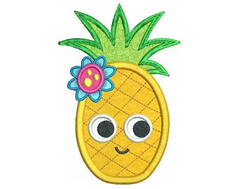 Pineapple Embroidery Applique Design, Tropical Pineapple, Fill Stitch, Fruit, Machine Embroidery, 4x4, 5x7, 6x10, Instant Download, SA562-6