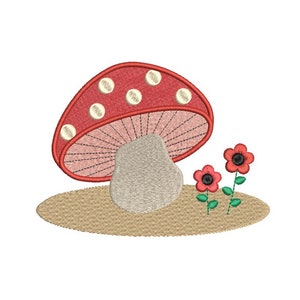 Mushroom Embroidery Design, Floral Embroidery, Fill Stitch, Fungi