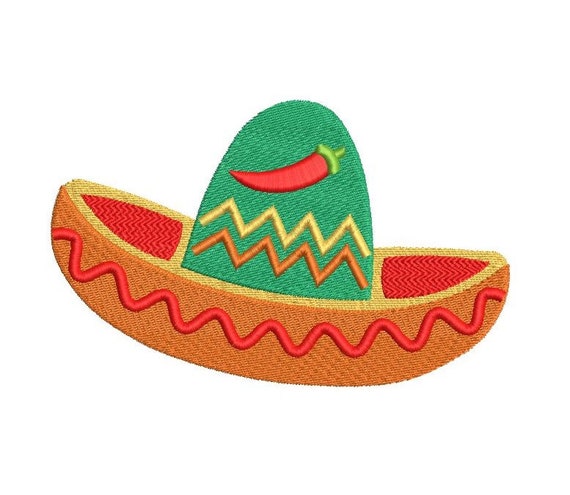 Sombrero Embroidery Design, Mexican Sombrero, Fill Stitch, Mexican