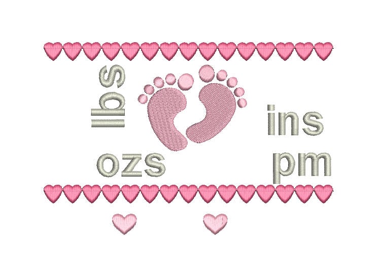 Birth Announcement Embroidery Template Baby Feet Baby Birth - Etsy