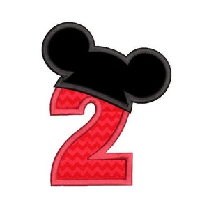 2nd Birthday Applique Embroidery Design, 2nd Birthday Machine Embroidery, Mouse Ears Birthday, Instant Download, No: FA510-19