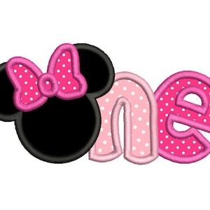 1st Birthday Applique Embroidery Design, Cute Mouse Ears, Girl, First Birthday Embroidery, Instant Download, 3 Sizes, No: FA510-13