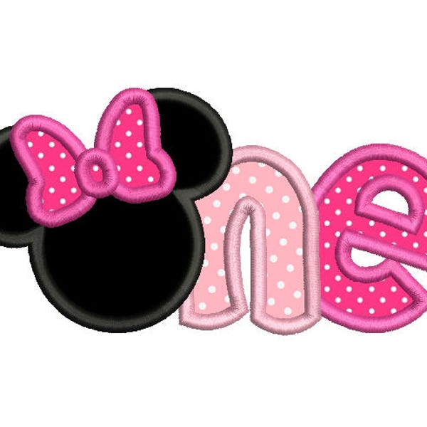 Pierwsze urodziny aplikacja haft projekt, słodkie uszy myszy, dziewczyna, pierwsze urodziny haft, natychmiastowe pobranie, 3 rozmiary, nr: FA510-13