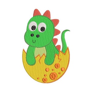 Desenho de bordado de dinossauro, dinossauro bebê fofo, dinossauro para incubação, ponto de preenchimento, ovo de dinossauro, bordado à máquina, download instantâneo, F517-1
