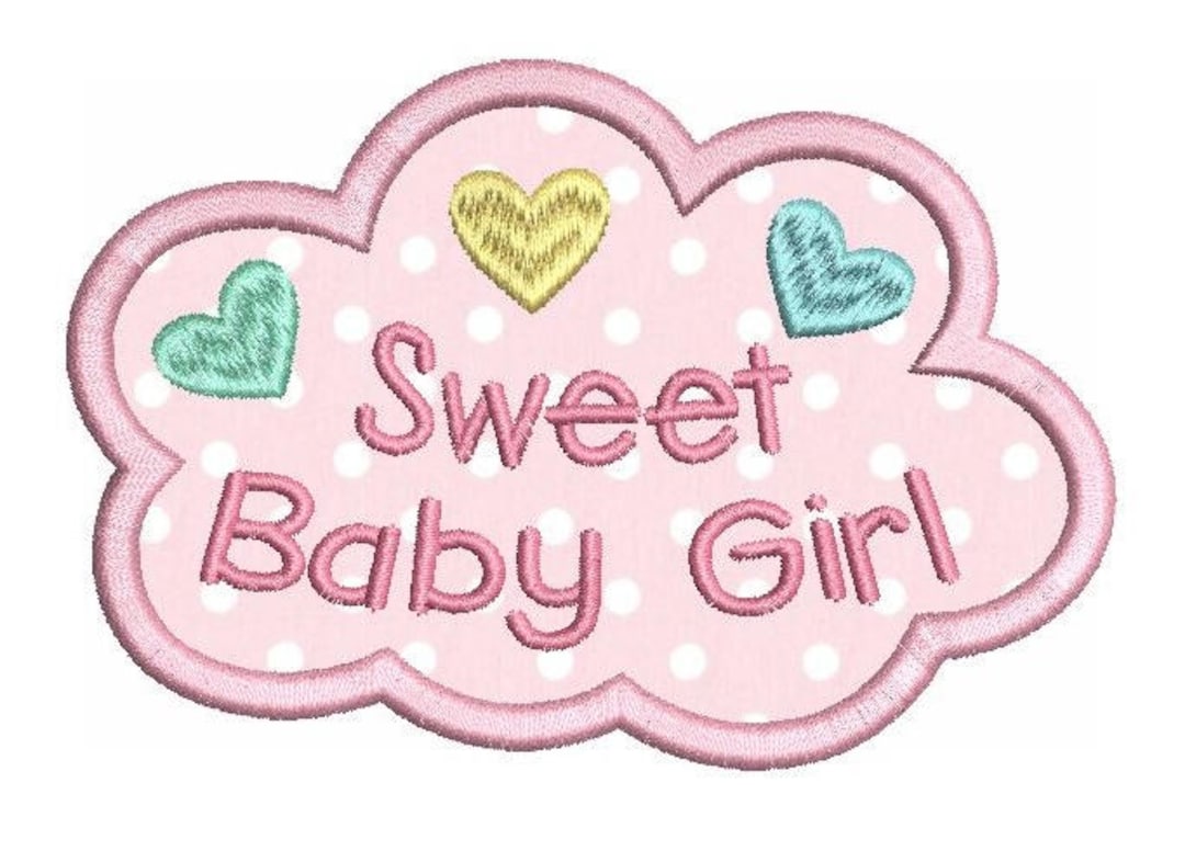 Baby Girl Machine Embroidery Applique Design, Cute Baby Embroidery