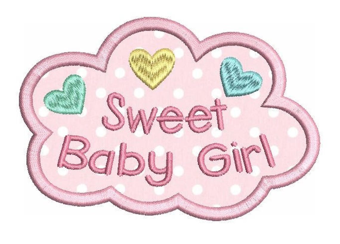 Baby Girl Machine Embroidery Applique Design Cute Baby Etsy