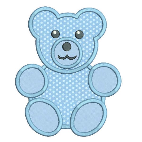 Teddy Bear Applique Embroidery Design, Teddy Machine Embroidery,  Baby Embroidery, Cute Teddy, 4x4, 5x7, 6x10, Instant Download, No: FA531-6