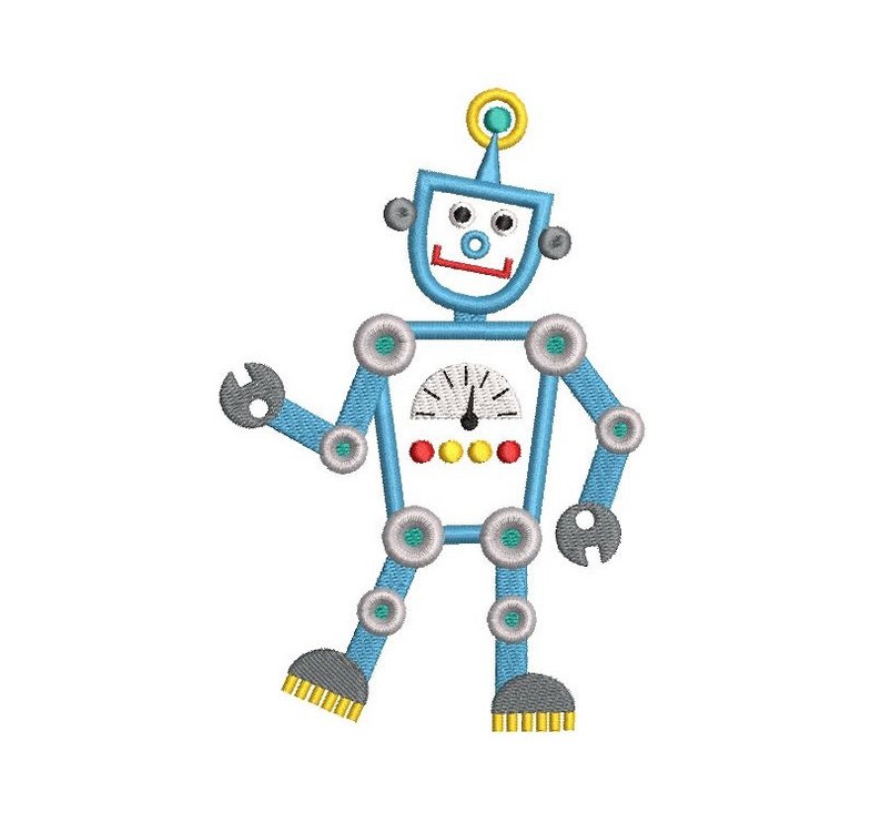 Robot machine embroidery applique design cute robot applique  etsy Robot machine embroidery applique design cute robot applique  etsy