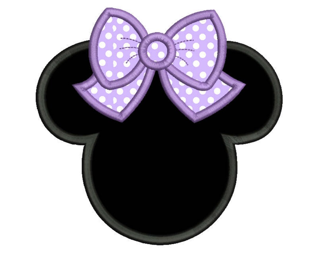 Mouse Ears Applique Machine Embroidery Design, Mouse Head With Cute Bow ...