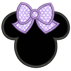 Mouse Ears Applique Machine Embroidery Design, Mouse Head with Cute Bow Embroidery, 4x4, 5x7, 6x10, INSTANT DOWNLOAD, No: FA535-1