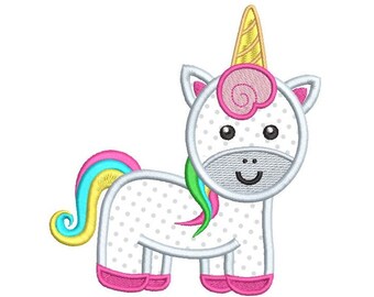 Cute Unicorn Machine Embroidery Applique Design, Unicorn Machine Embroidery, 4x4, 5x7, 6x10, Girl's Embroidery, Instant Download, FA539-18