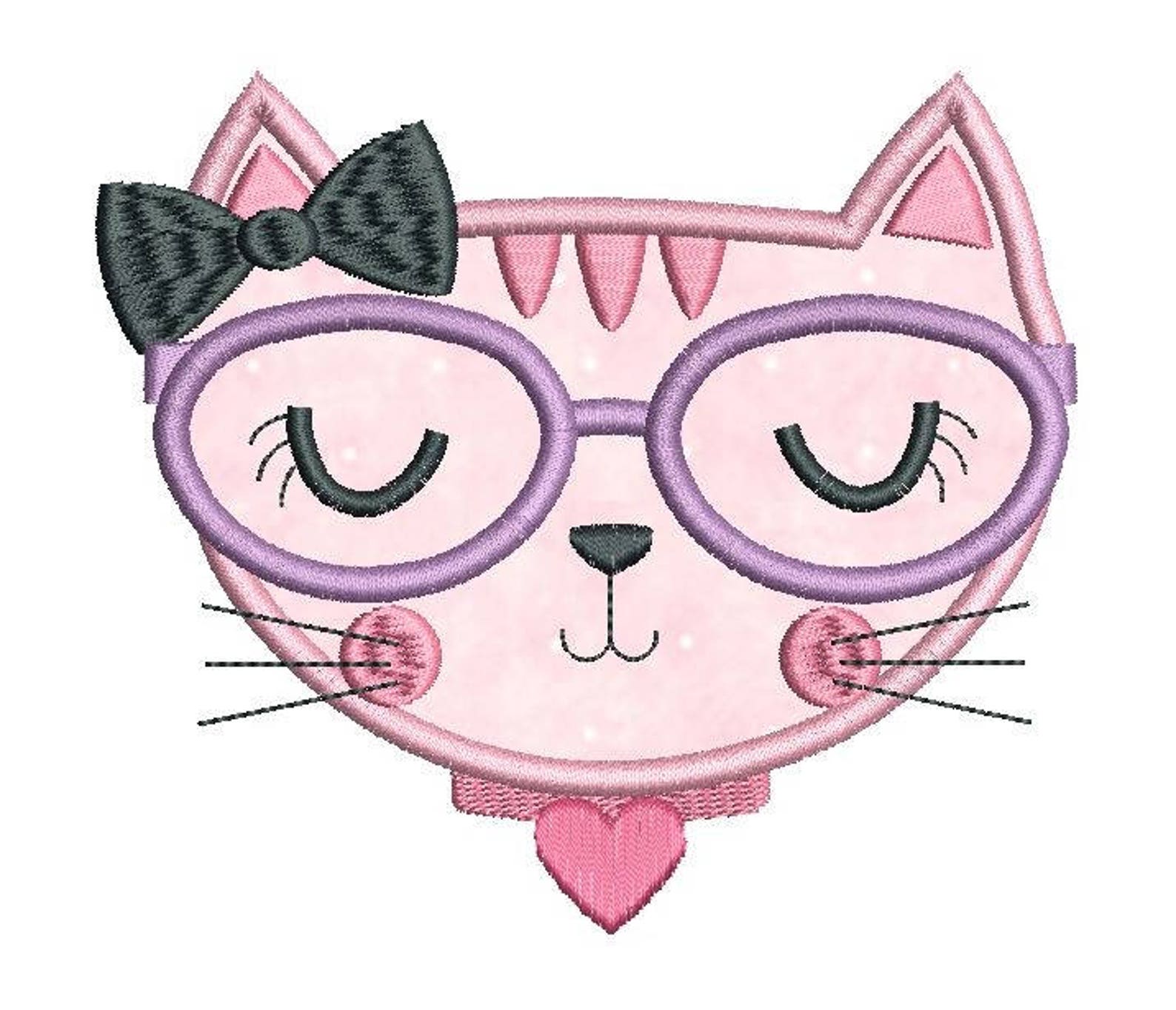 Sassy Cat Applique Machine Embroidery Design Cat Face - Etsy