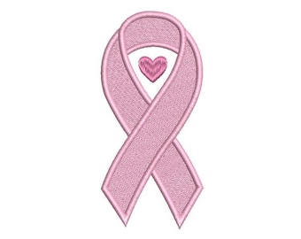 Cancer Ribbon Machine Embroidery Design, Fill Stitch Design, Cancer Awareness Ribbon, Heart Design, 4 Sizes, Instant Download, F532-1