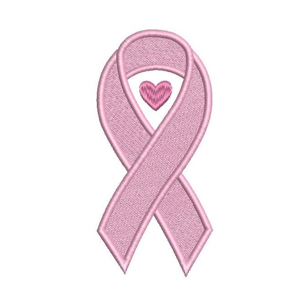 Cancer Ribbon Machine Embroidery Design, Fill Stitch Design, Cancer Awareness Ribbon, Heart Design, 4 Sizes, Instant Download, F532-1